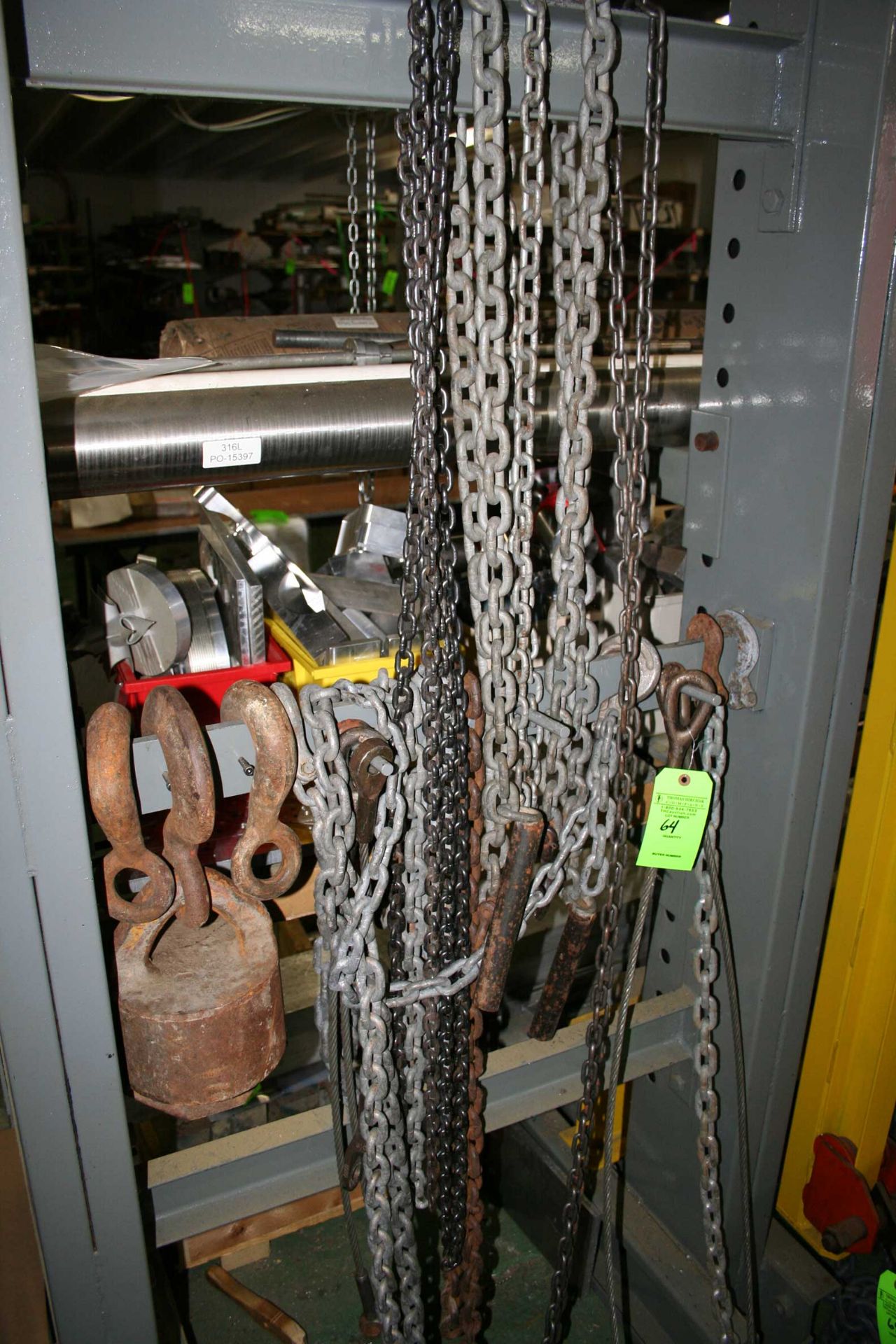 Lot: Chains, Wire Slings, Hooks, Etc.