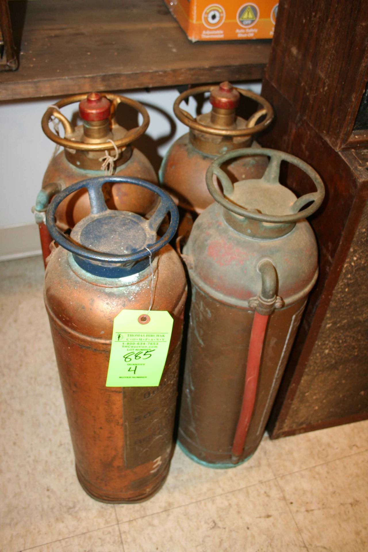 (4) Vintage Brass Fire Extinguishers