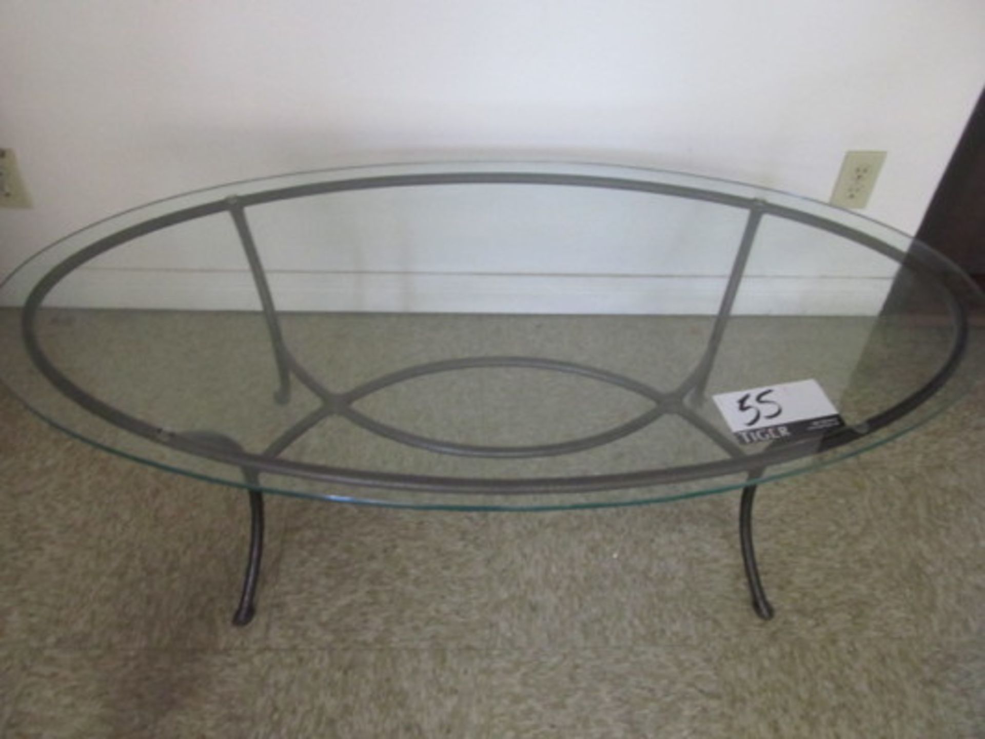 Metal Frame Glass Top Coffee Table, Approx. 4ft x 2ft x 18in - Asset Location: Sun Valley, CA