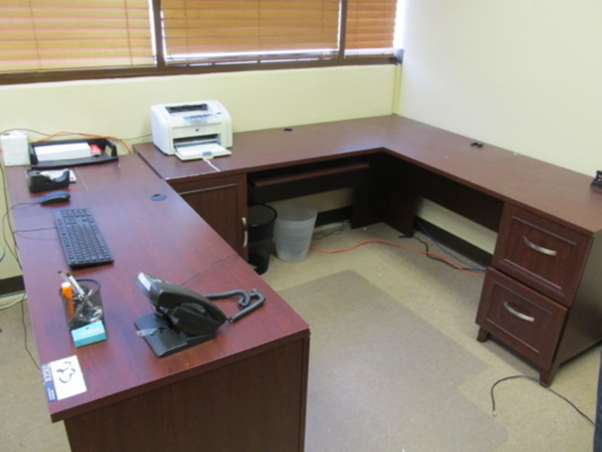 U-Shaped Wood Desk Approx. 8ft x 6ft - Asset Location: Sun Valley, CA