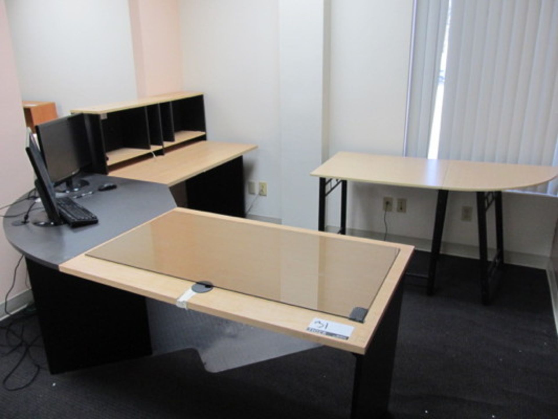 L-Shaped Wood Desk w/ Return, Approx. 7ft x 7ft - Asset Location: Sun Valley, CA