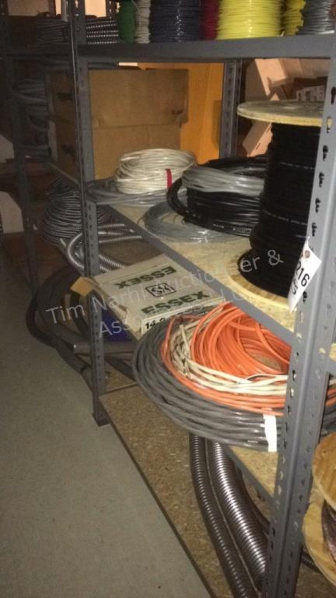 B: contents of three shelves – wire and cable