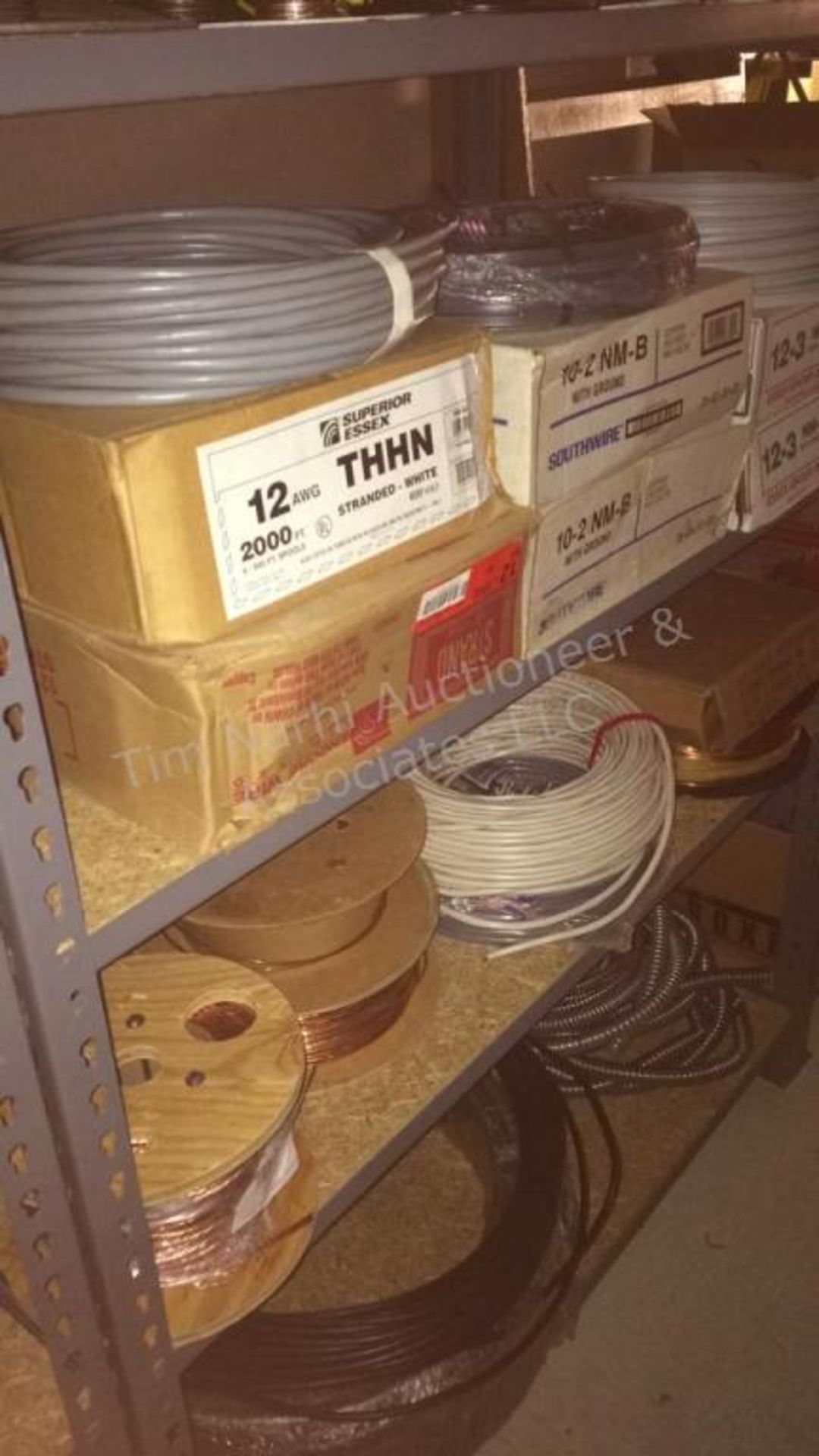 B: contents of three shelves wire and cable