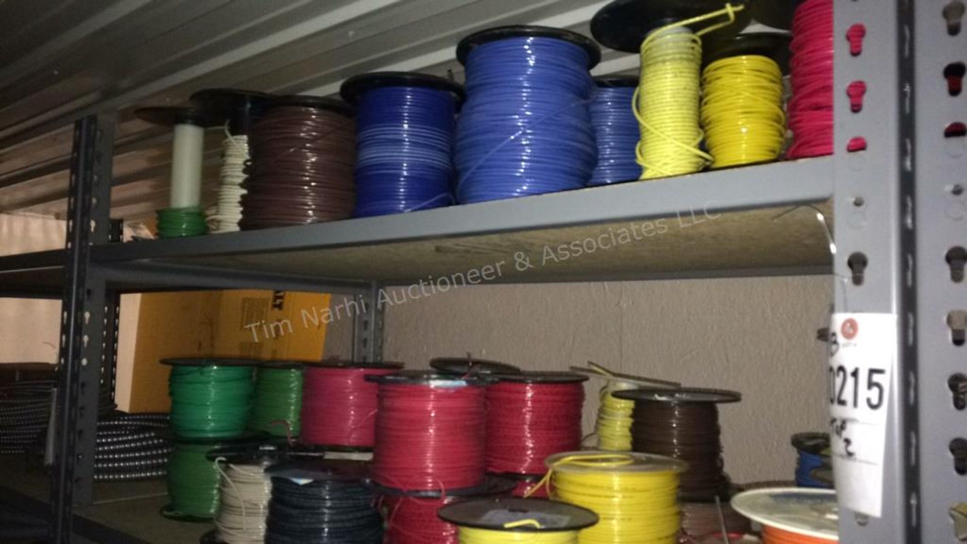 B: contents of two shelves - spools of wire