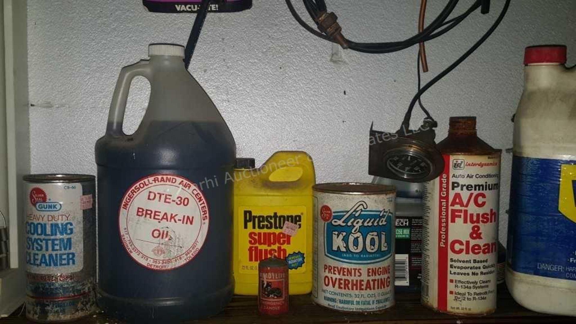 Contents of wall over bench: garage fluids & - Image 6 of 9