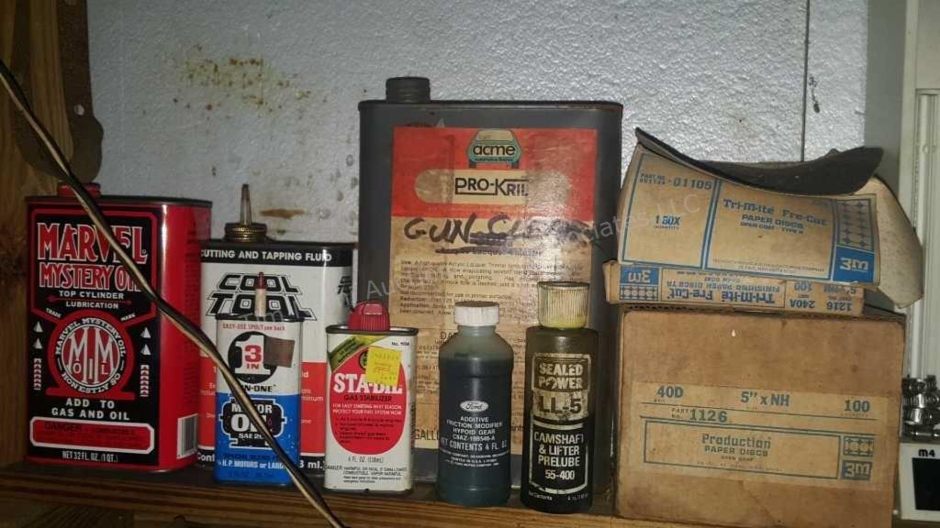 Contents of wall over bench: garage fluids & - Image 5 of 9