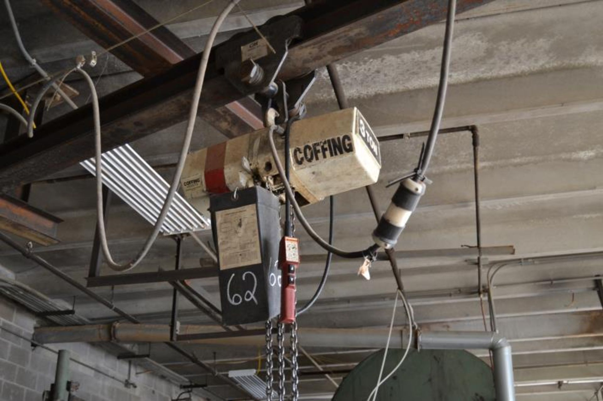 COFFING 3 TON ELECTRIC CHAIN HOIST W/TROLLEY