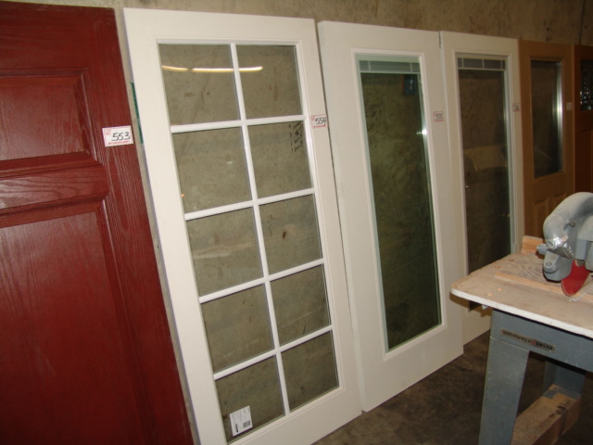 FIBERGLASS WHITE EXTERIOR DOOR W/ (10) GLASS PANELS