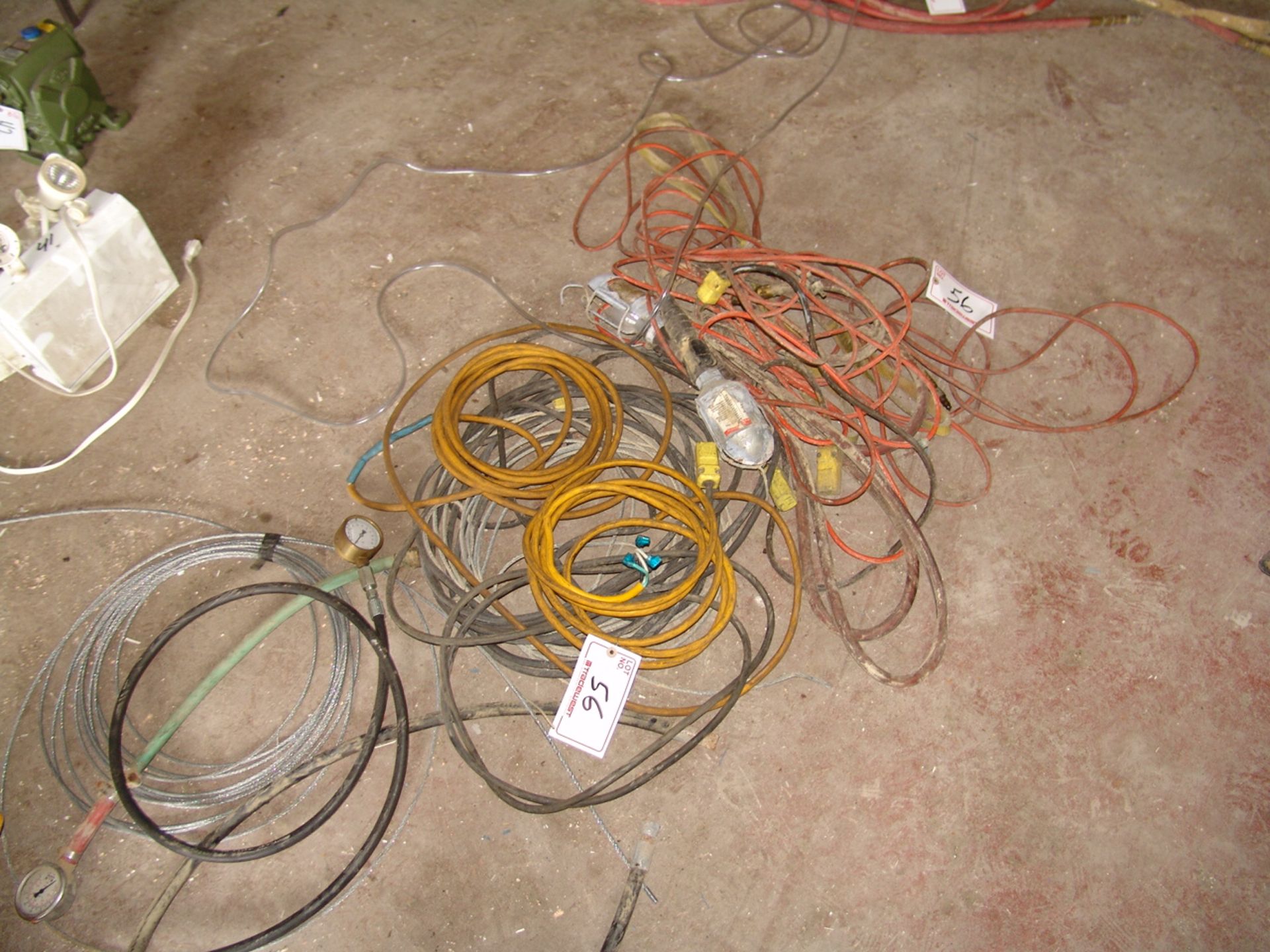 LARGE QTY OF EXTENSION CORDS, WORK LIGHTS ETC.