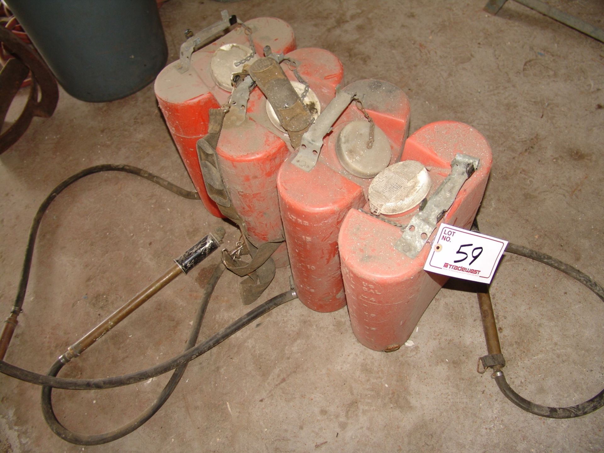 LOT OF WATER CANS W/ SPRAYERS