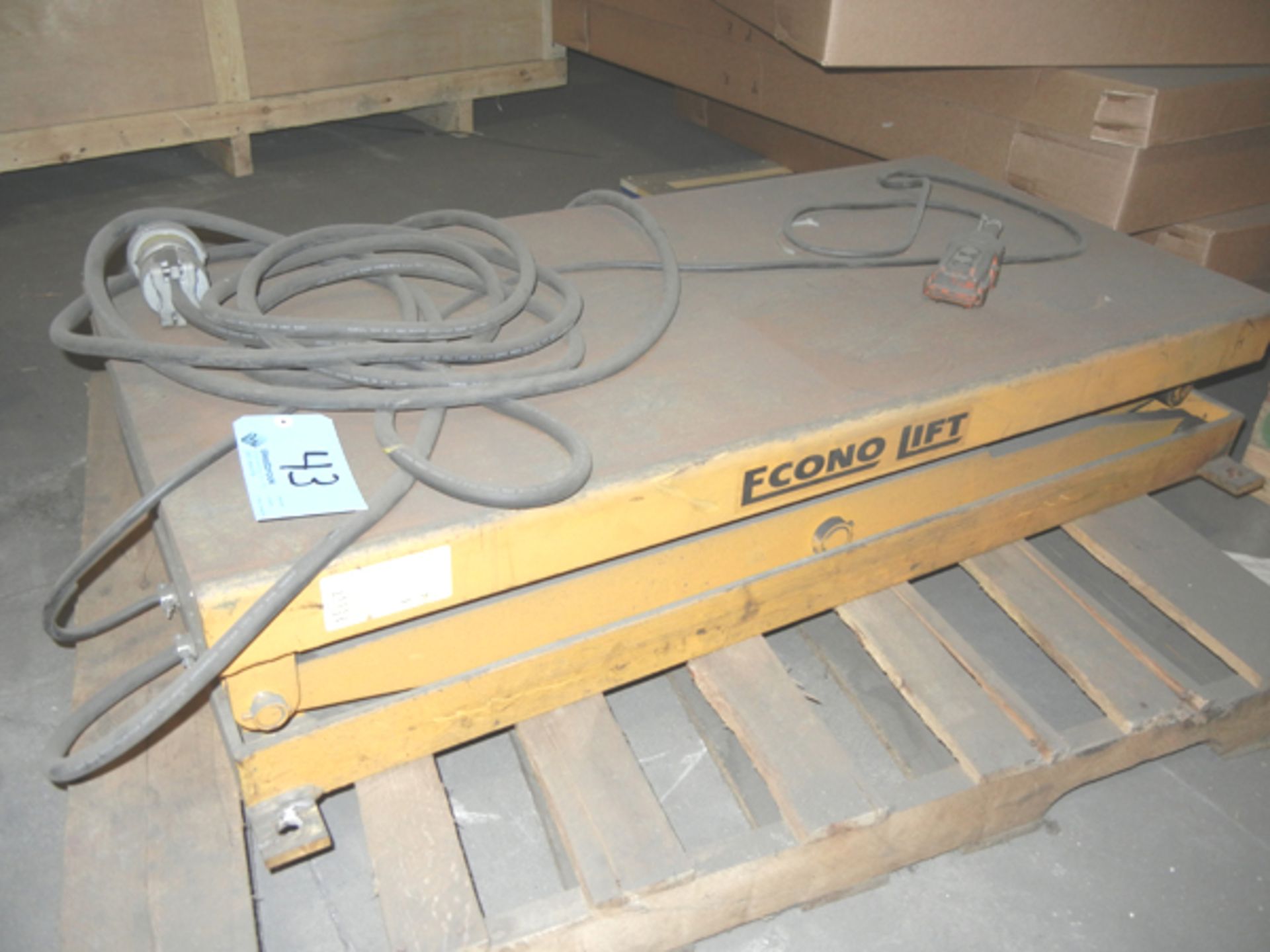 Econo Lift Powered Lift Table, 2,000 lb capacity, Model# SL36-20, sn# 504235-1 with 48" x 24"