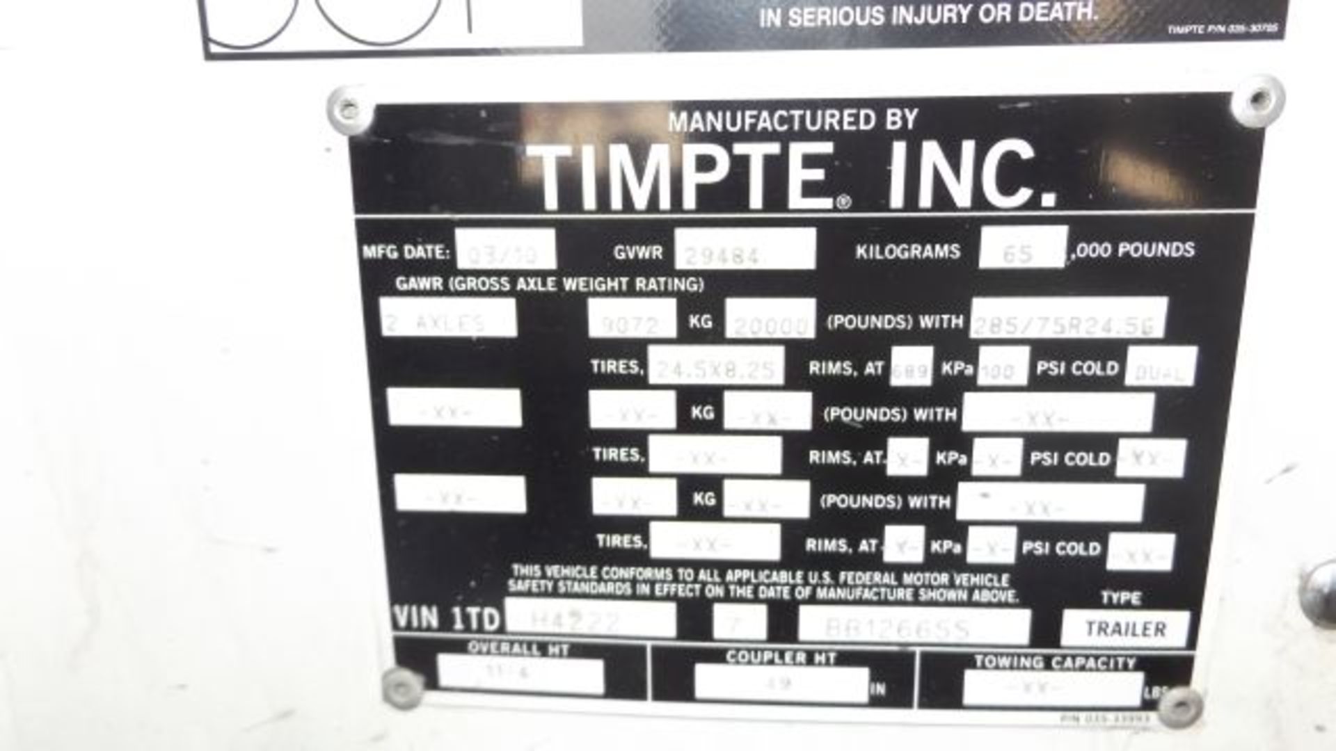 2011 Timpte Super Hopper Grain Trailer 42', Alum, Tandem Axle, 78" Sides, Air Ride, Standard Hopper - Bild 7 aus 7