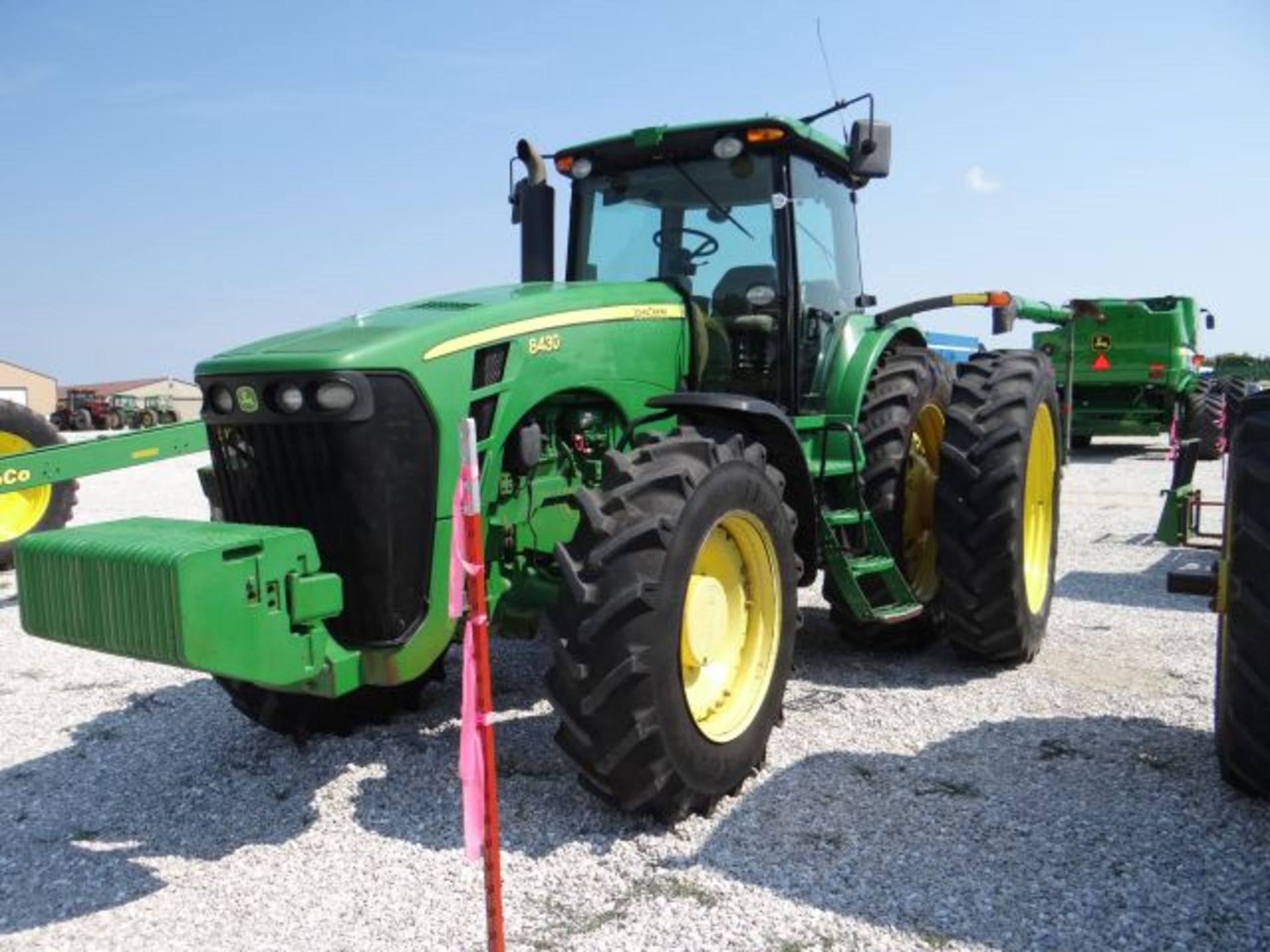 JD 8430 Tractor, 2008 6800 hrs, MFWD, 4 SCVs, 1000 PTO, New Tires, Greenstar, Auto Steer, Rear