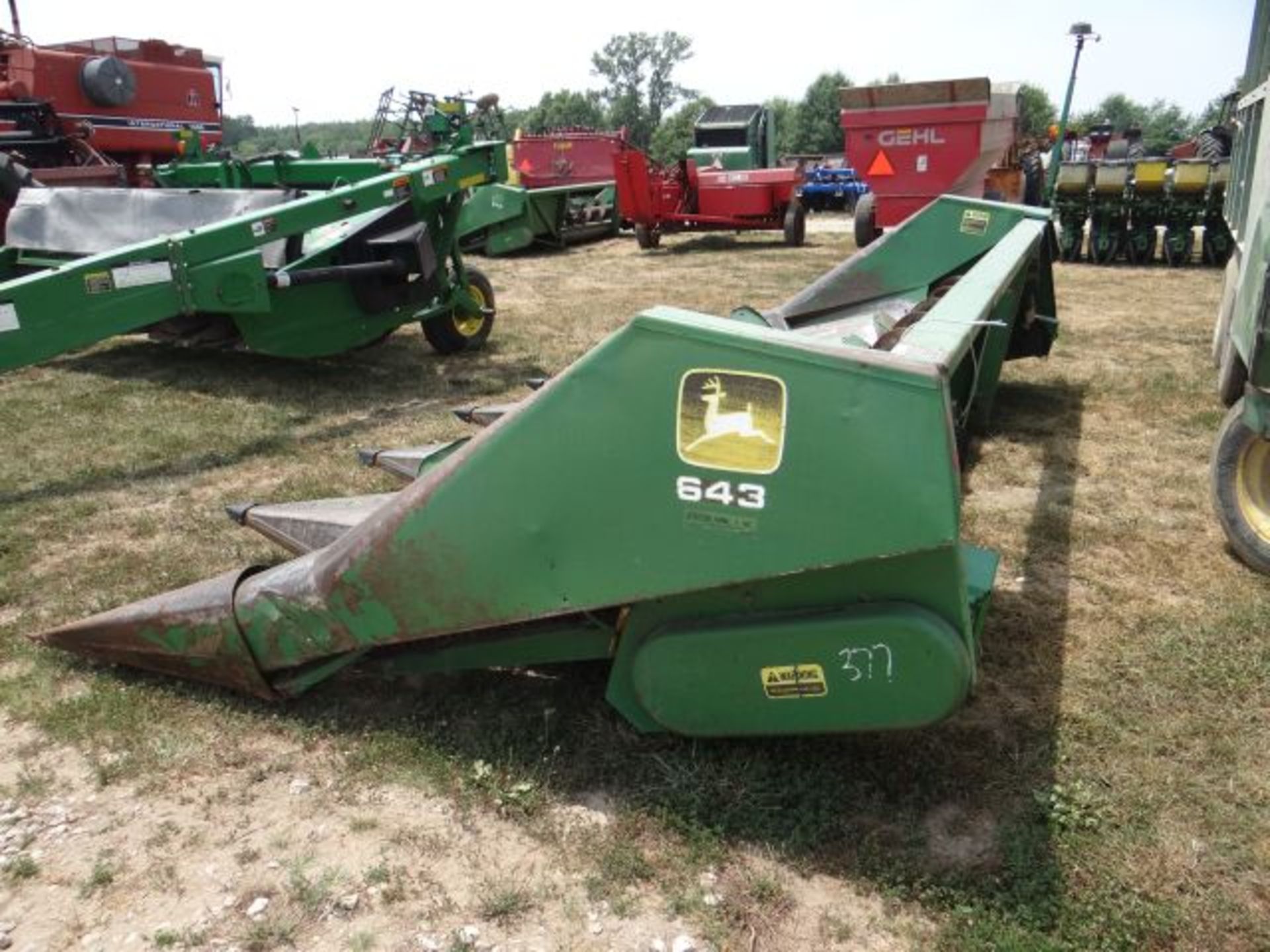 JD 643 Corn Head, 1980 #112770, 6 Row 30", High Tin, Ear Savers, Telescoping Drive Shafts