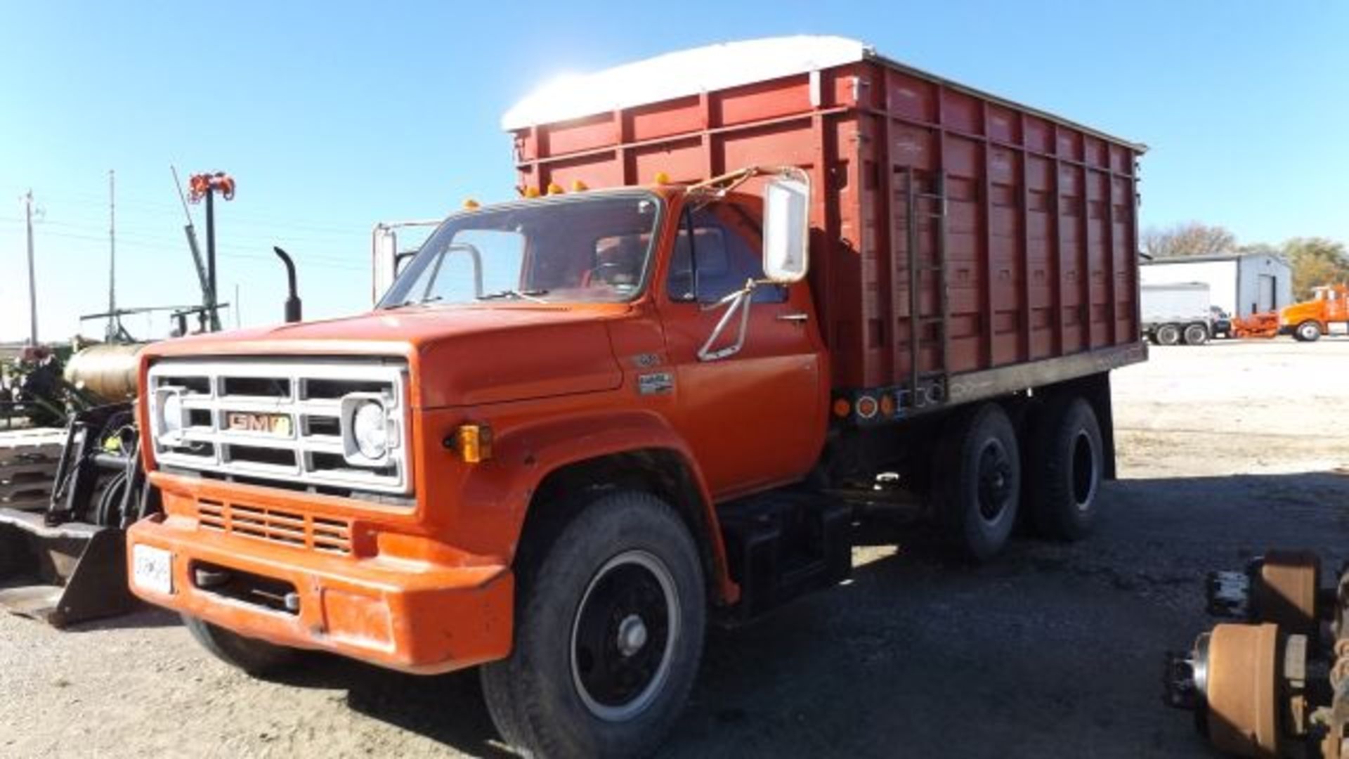 1973 GMC Grain Truck 366 Gas Engine, 5&2 Speed, Tag Axle, 62" Sides, 16' Parkhurst Bed, Very Good,