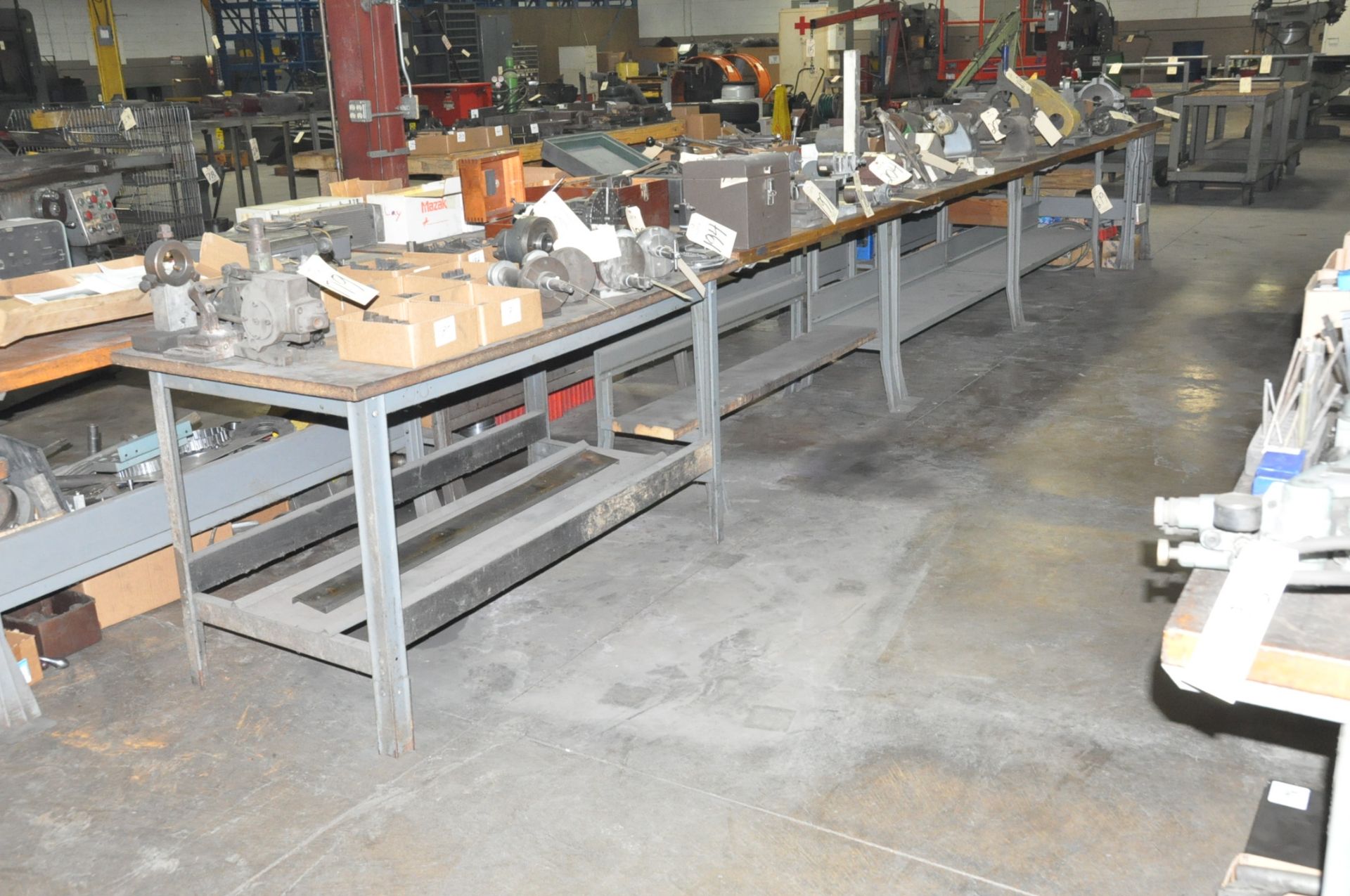 Lot-(4) Work Benches in (1) Row, (Not to Be Removed Until Empty)
