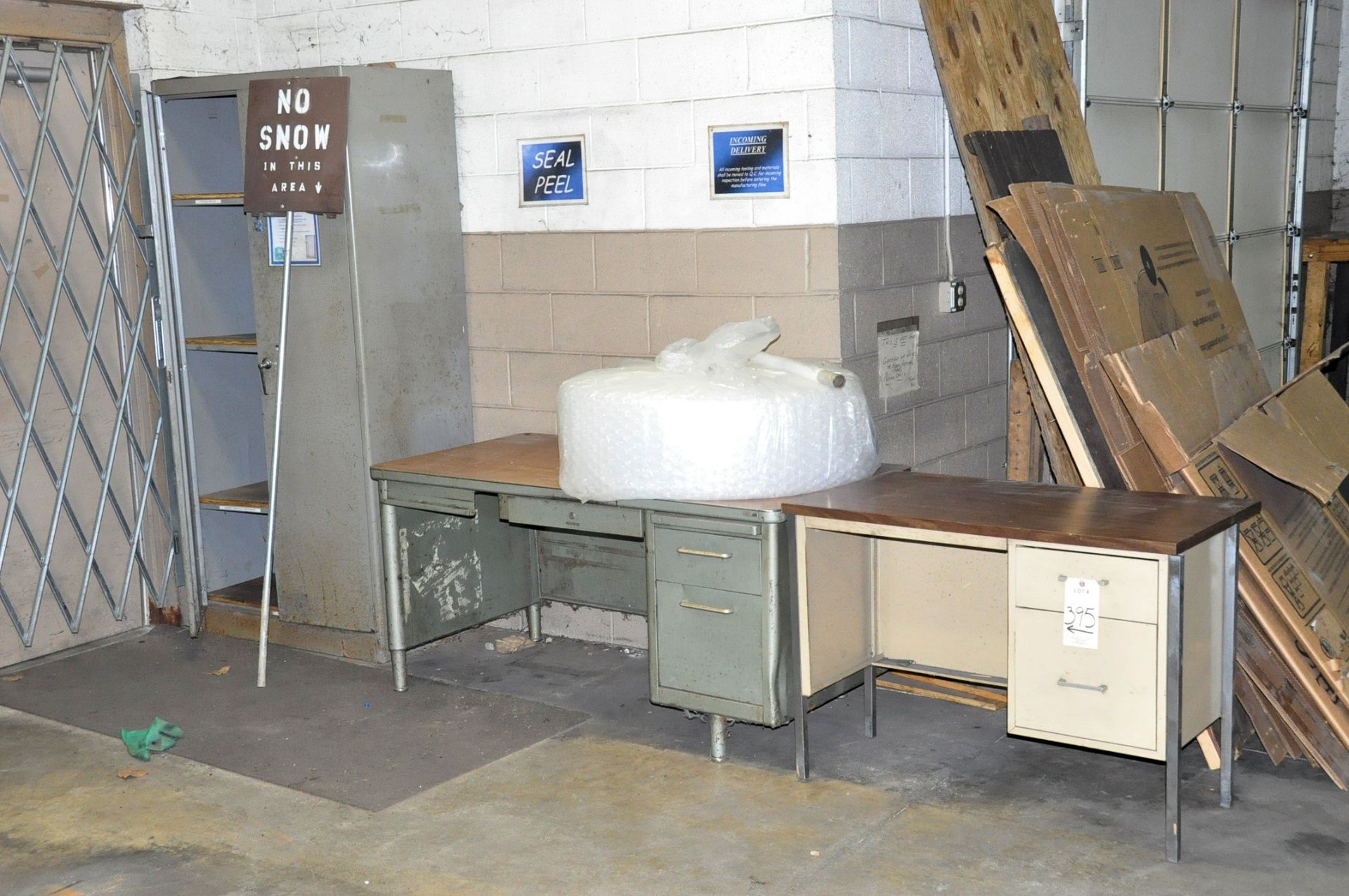 Lot-(4) Desks, (1) Shop Desk, (2) Short Shop Cabinets and (1) Tall 2-Door Storage Cabinet with - Image 3 of 3