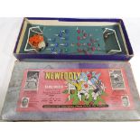 Newfooty Table Soccer - a mid 1950s Football boxed game comprising complete red and blue teams with