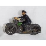 John Hill & Co / Johillco - an early period hollowcast toy motorbike and rider