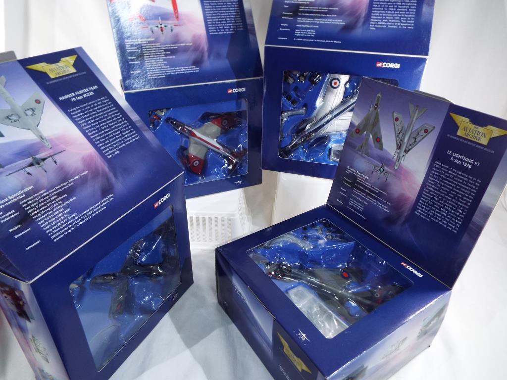 Aviation Archive by Corgi - five 1:72 scale 'Jet Fighter Power' diecast models, 49801, 49403,