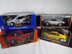 Burago / Maisto - four diecast models comprising Maisto 1:18 Lamborghini and Porsche,