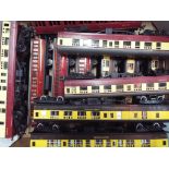 Model railways - thirteen OO gauge passenger coaches to include three tinplate Hornby Dublo