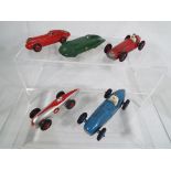 Dinky Toys - Gardiner's MG record car, green, # 23p, 2 union flags and MG decals, black ridged hubs,