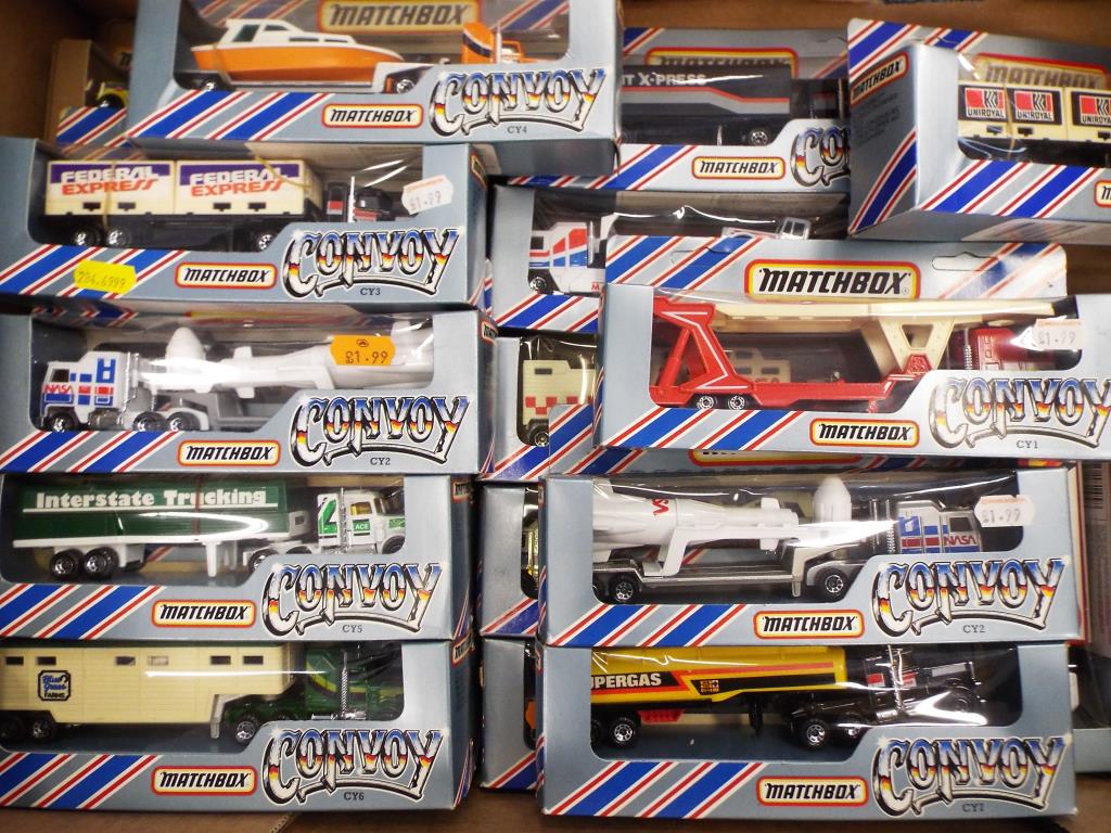 Matchbox - a collection of approximately twenty-one diecast model trucks from the Convoy Collection,