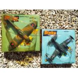 Dinky Toys - two original vintage diecast model aeroplanes comprising 719 Spitfire Mk II and US