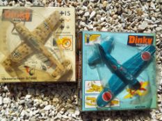 Dinky Toys - two original vintage diecast model aeroplanes comprising 726 Messerschmitt BF109E in