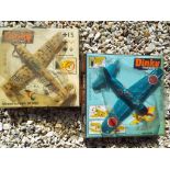 Dinky Toys - two original vintage diecast model aeroplanes comprising 726 Messerschmitt BF109E in