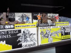 Britains - a catapult and two knights # 4675 and a Balista (siege machine) and two knights # 4676,