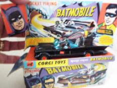 Corgi Toys - Batmobile with Batman and Robin # 267, rockets, exc card display stand,