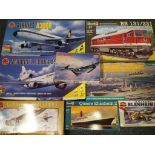 Model Kits - eight model kits by Airfix, Revell and Academy to include the QE2,