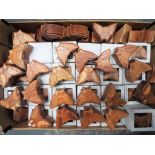 A quantity of approximately 80 carved wooden trinket boxes in the form of butterflies,