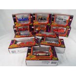 Road Champs - eleven 1:43 scale diecast model motor vehicles, jeeps, trucks, etc,