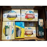 Corgi Classic Public Transport - eight diecast model Double Deck Trams to include Paisley, Grimsby,