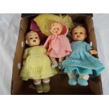 Three dolls, one marked to the back Agrespoly D208,