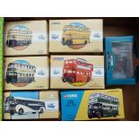 Corgi Classics - six diecast model buses and coaches, # 97311, 97205, 97201, 97204, 35201 and 98462,