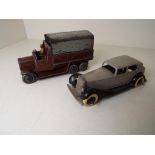 Dinky Toys - a six-wheel Covered Wagon, brown body, grey tilt, smooth black hubs,