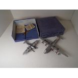 Dinky Toys - a Mayo Composite Aircraft # 63 Flying Boat G-ADHK, cast silver body, red propellers,