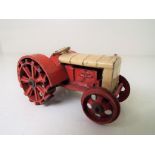 Dinky - a pre-war Farm Tractor, yellow and red body, red wheels lacking tow hook # 22E,