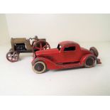 Tootsietoys - two American pre-war metal diecast models comprising a Farm Tractor (driver figure