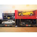 Burago / Maisto / Mira - four diecast 1:22 scale models, Burago Jaguar E Cabriolet (1961),