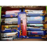 Corgi - nine boxed superhaulers, box trucks, container trucks,