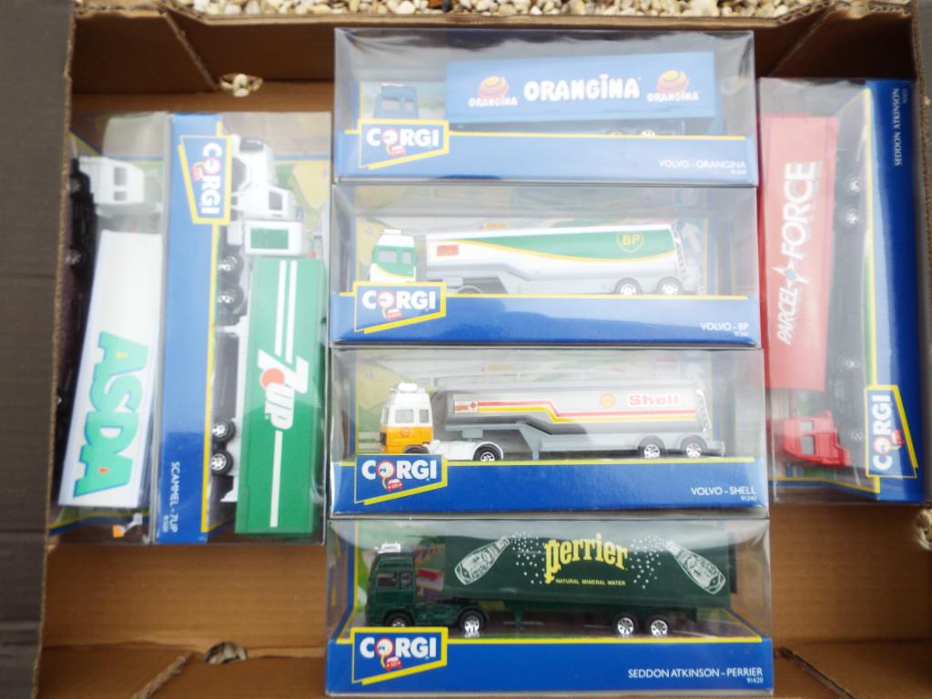 Corgi - seven diecast model articulated trucks,