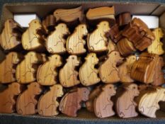 Unused Retail Stock - Approximately 110 carved wooden trinket boxes in the form of monkeys,