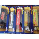 Corgi - five boxed Superhaulers, Mars, Opal Fruits, Royal Mail, Freia, Parcel Force, Texaco,