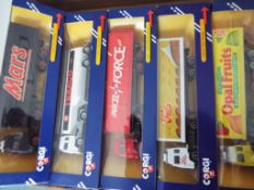 Corgi - five boxed Superhaulers, Mars, Opal Fruits, Royal Mail, Freia, Parcel Force, Texaco,