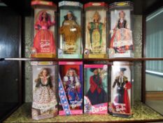 Barbie - eight Dolls of the World by Barbie to include Native American, Polish, Austrian, Thai,